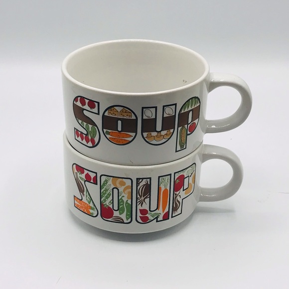 Vintage 1970’s set of 2 retro ceramic soup mugs, cups with handle. - Picture 3 of 9